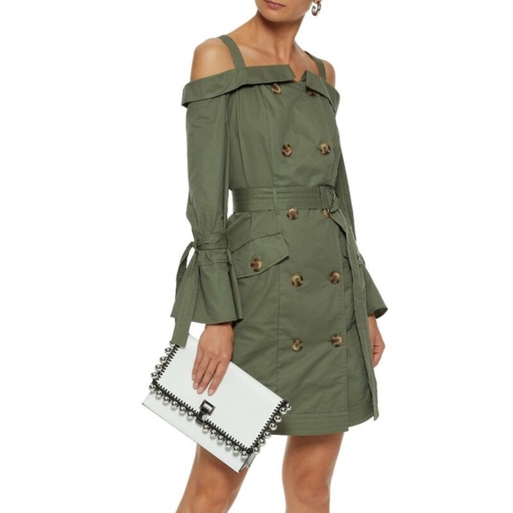 Walter Baker Cargo Off Shoulder Trench Dress  Medium $248 Retail - Picture 1 of 8